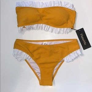 Flatterme mustard strapless bikini size small